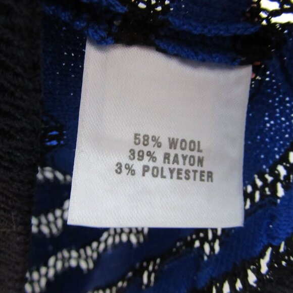 St. John Sport Marie Gray Wool Blend Vest Open Knit Small Blue Black Mock Neck - Picture 4 of 5